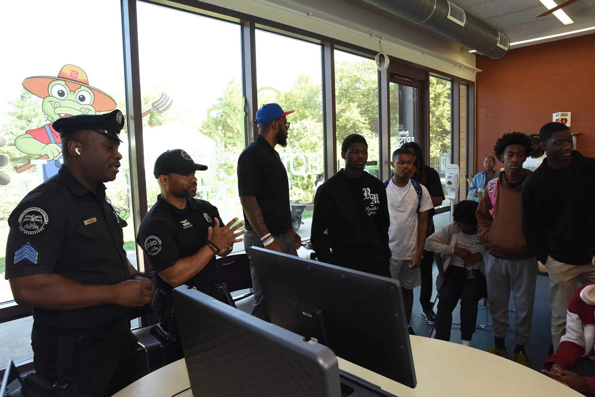 Philadelphia Police UAS officers speaking with students at a Grace3 session in Philadelphia